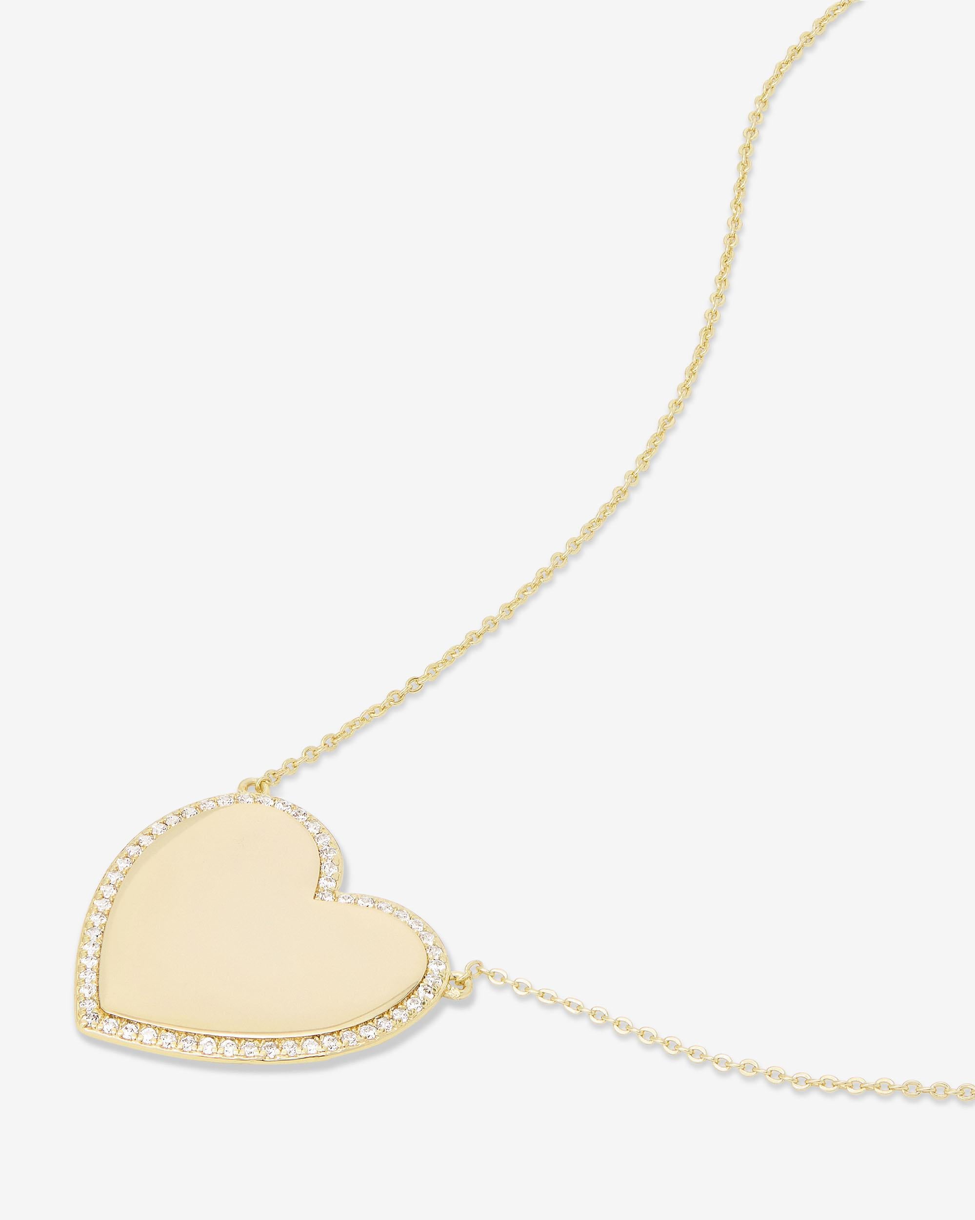 XL You Have My Heart Pavé Necklace - Gold|White Diamondettes