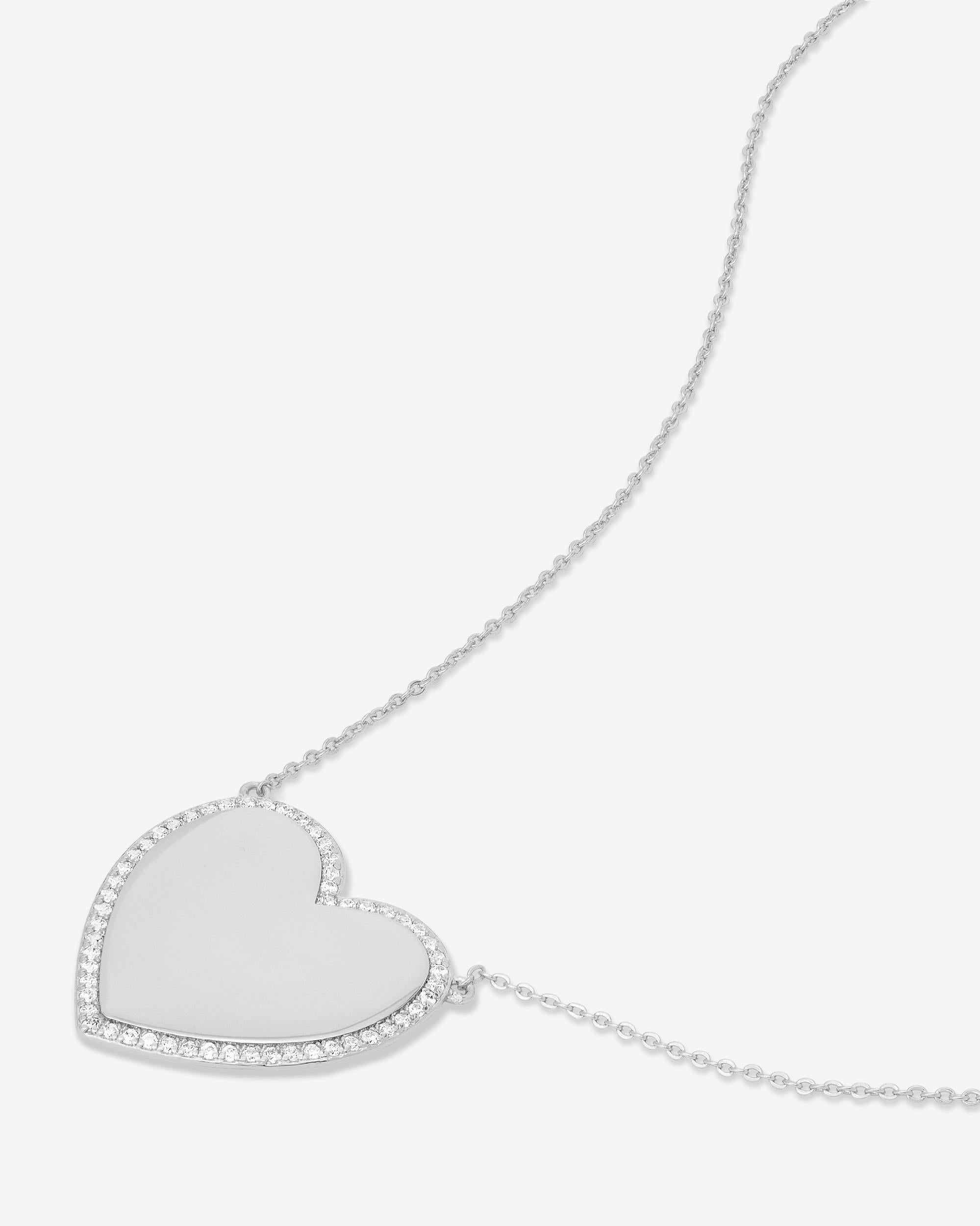 XL You Have My Heart Pavé Necklace - Silver|White Diamondettes