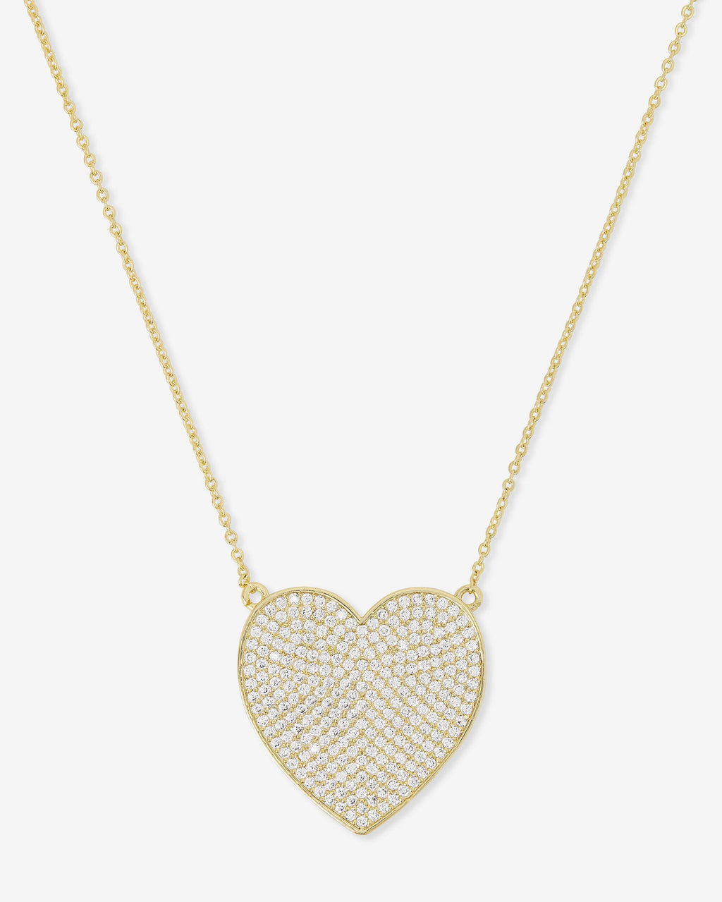 XL You Have My Whole Heart Pavé Necklace - Gold|White Diamondettes