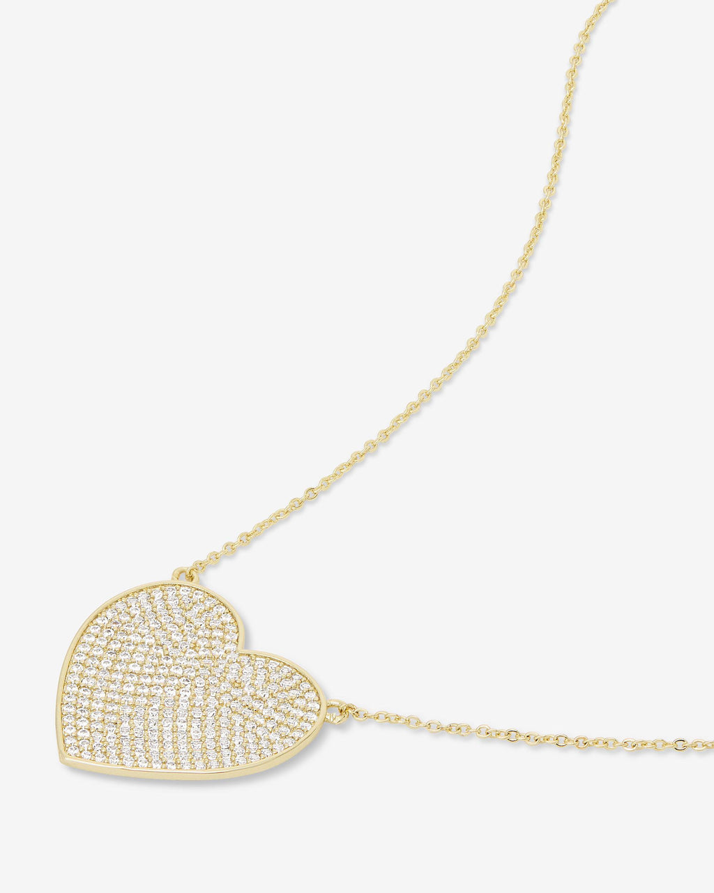 XL You Have My Whole Heart Pavé Necklace - Gold|White Diamondettes