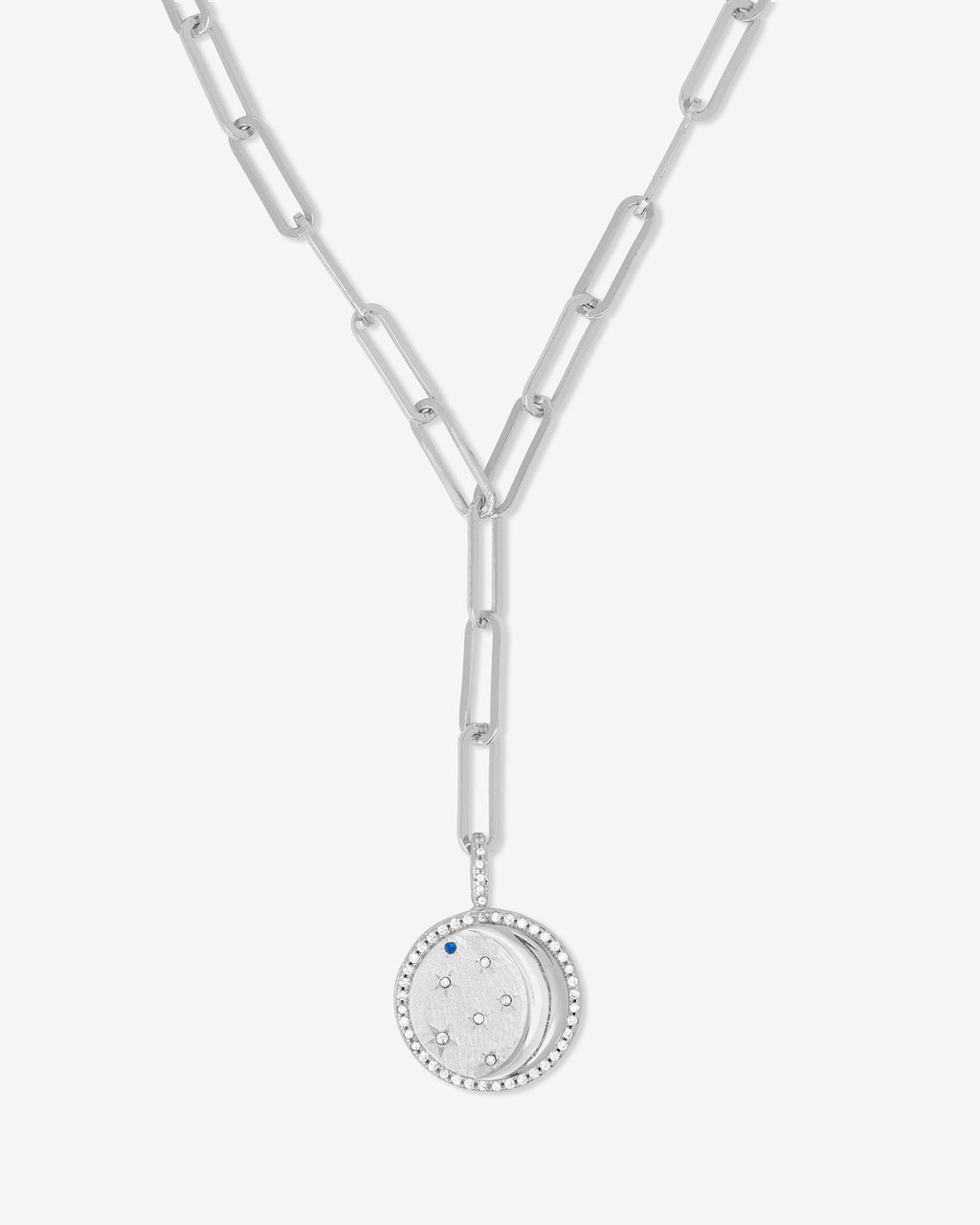 Youre Star Lariat Silver Blue Sapphire White Diamondettes