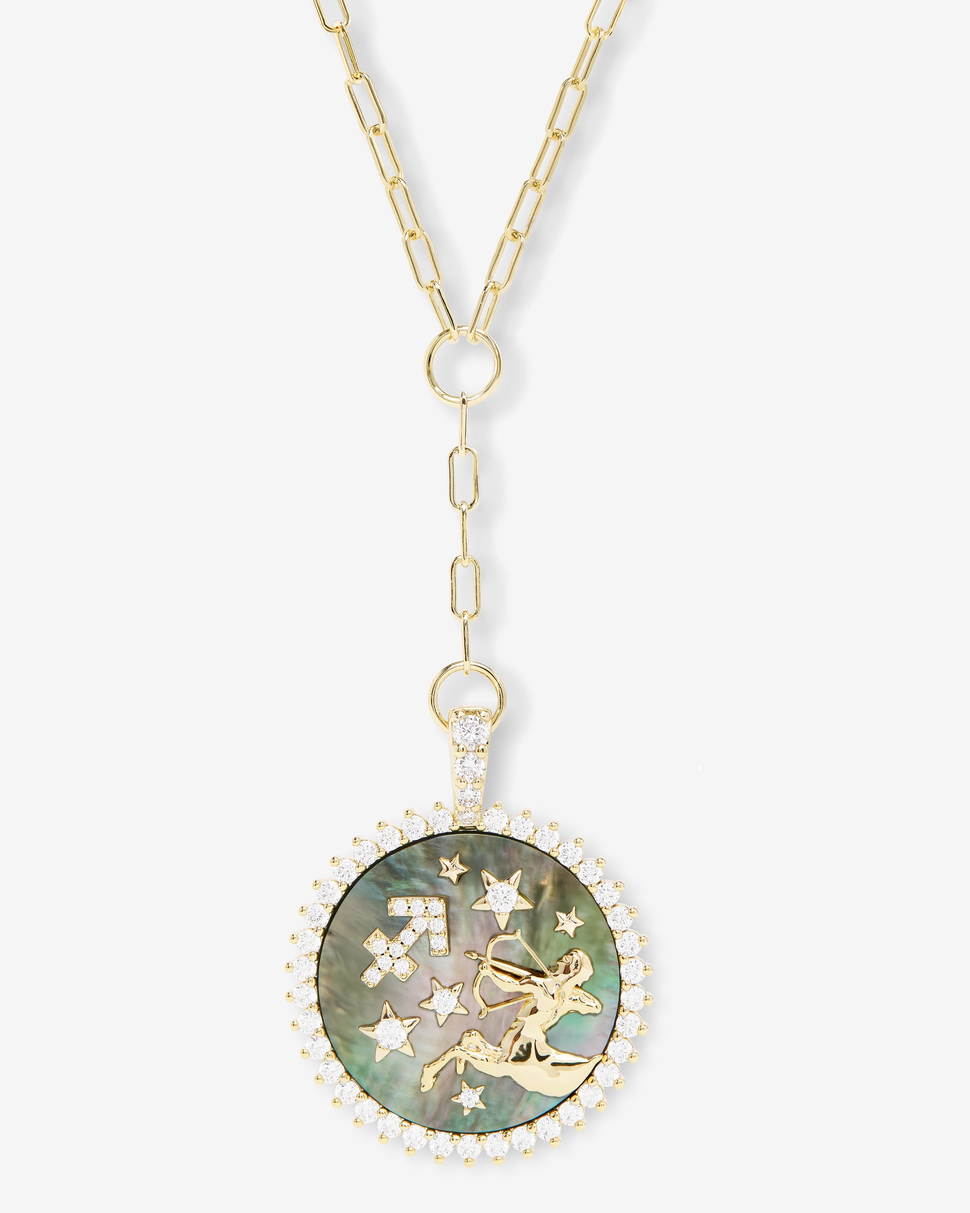 Zodiac Medallion Necklace - Reversible Gold & Mother of Pearl