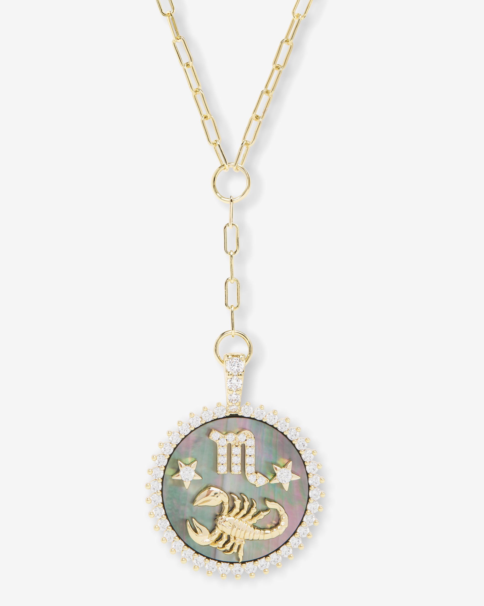 Zodiac Medallion Necklace - Reversible Gold & Mother of Pearl