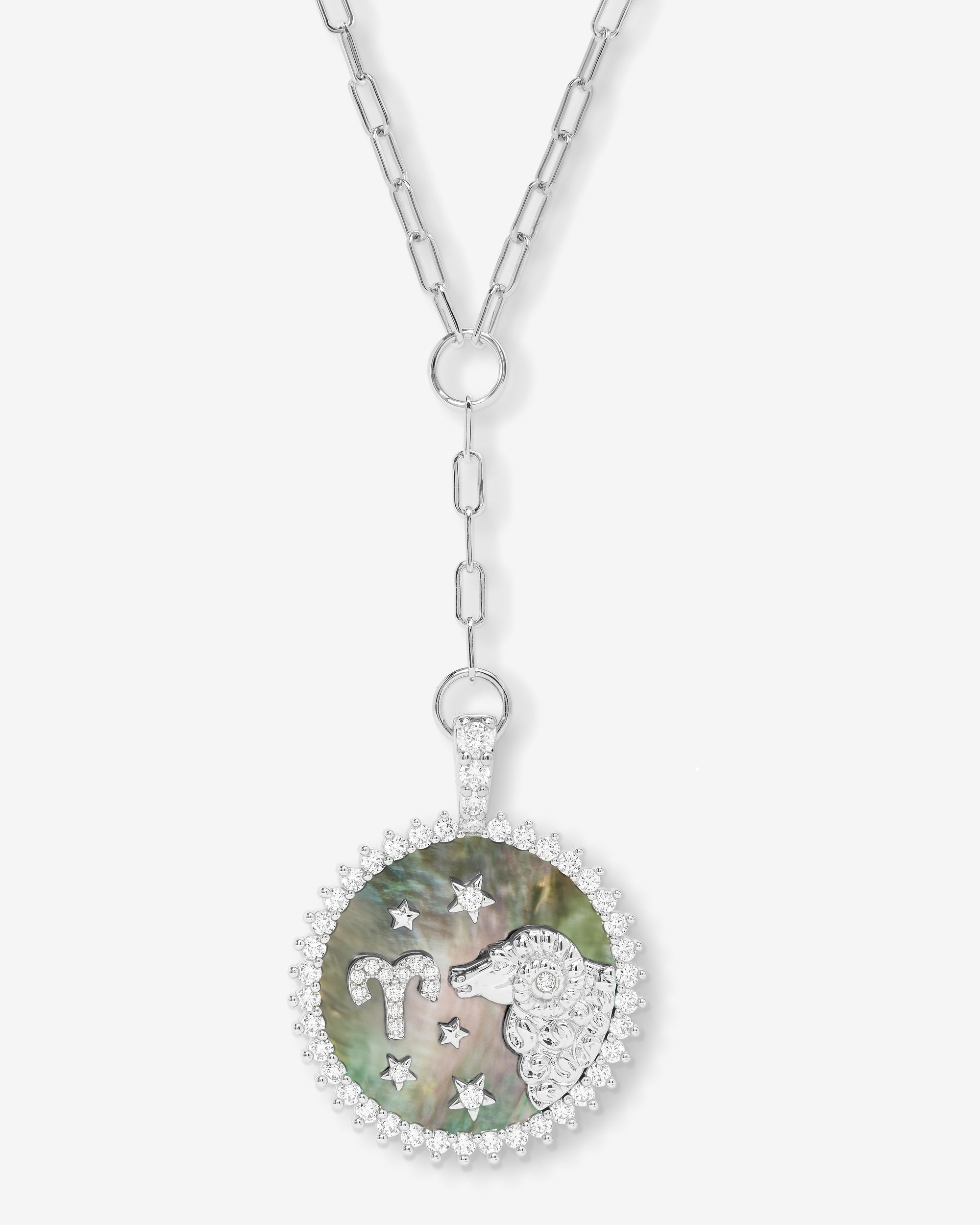 Zodiac Medallion Necklace - Silver Reversible Pendant – Melinda