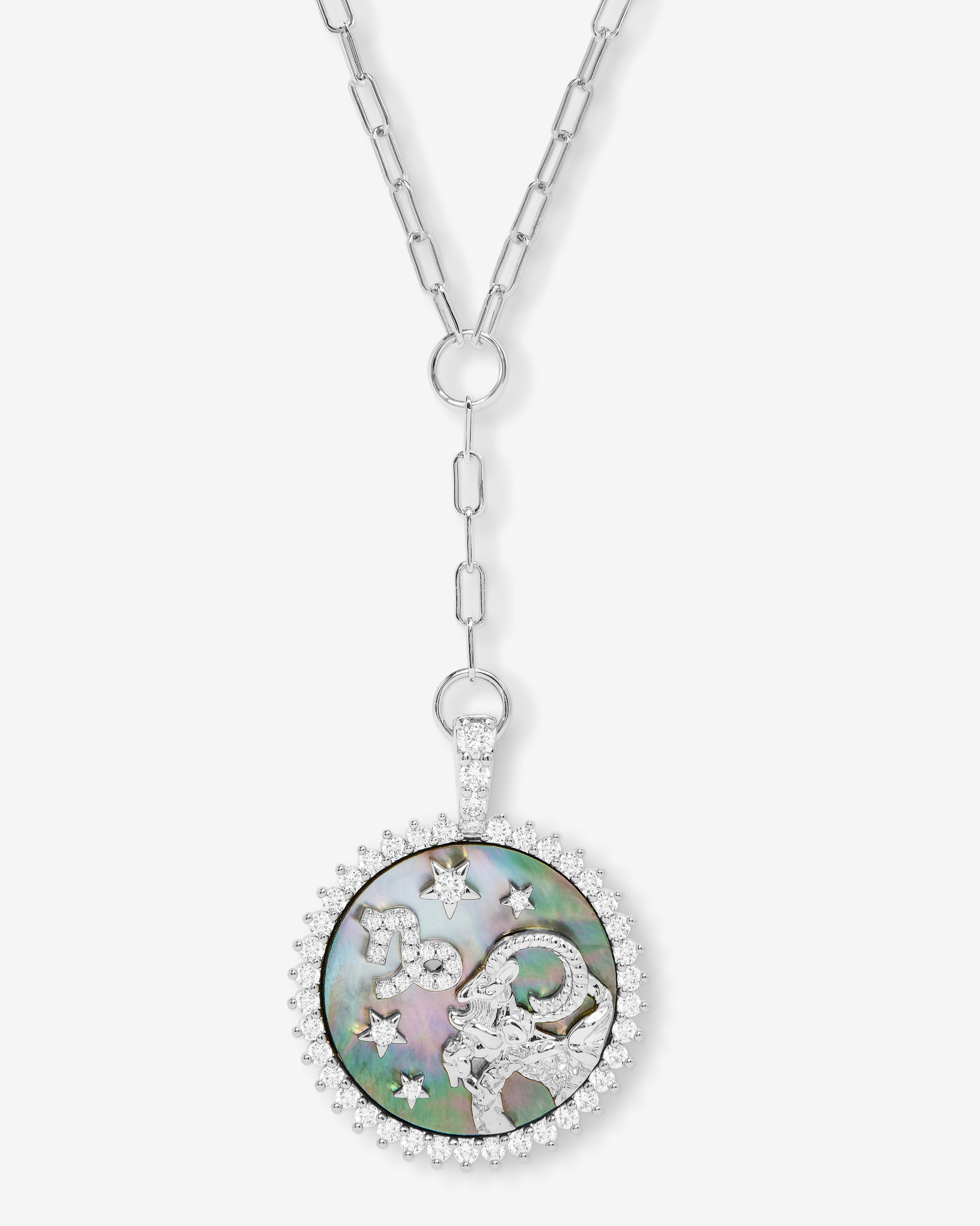 Zodiac Medallion Necklace - Silver Reversible Pendant – Melinda
