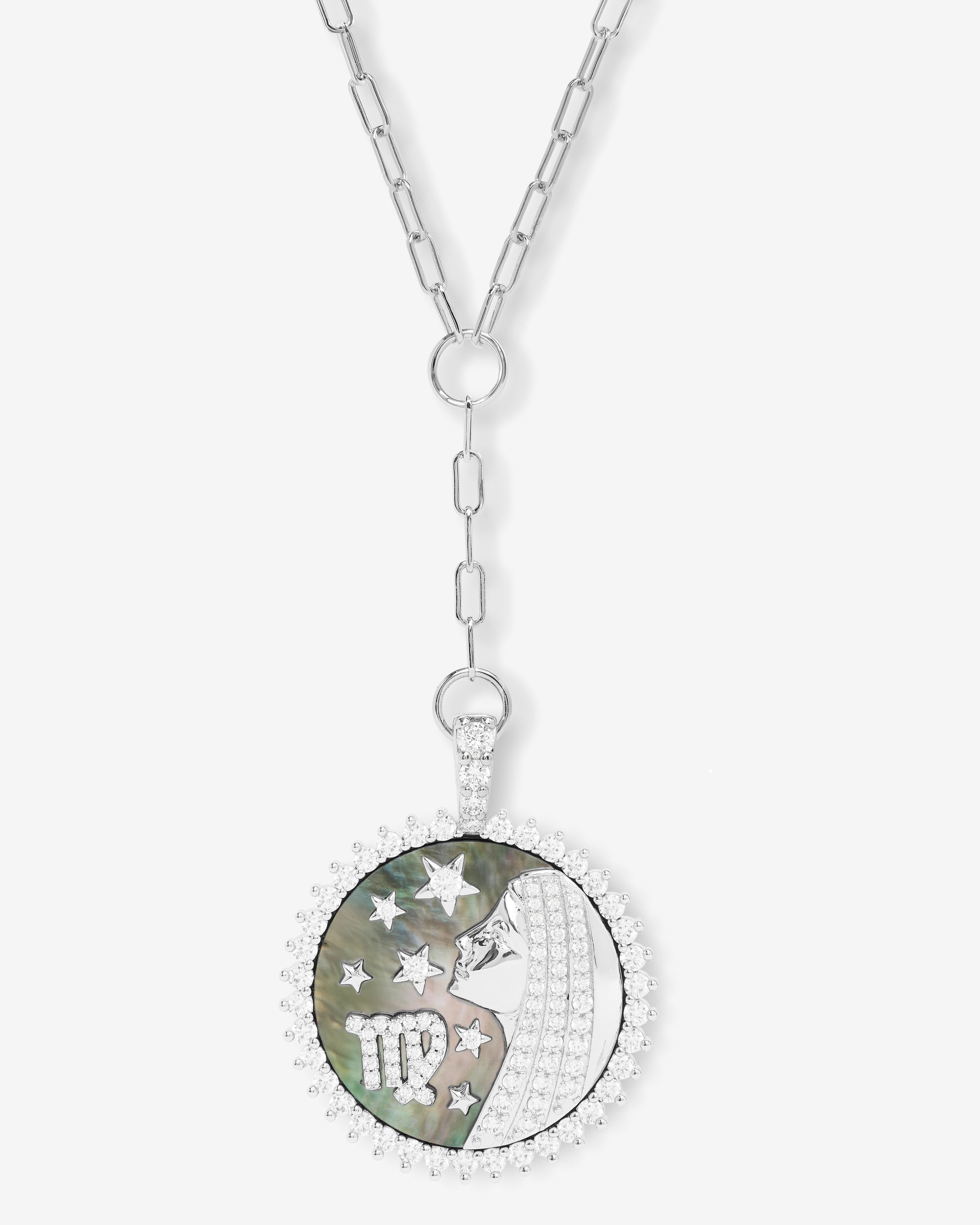 Zodiac Medallion Necklace - Silver Reversible Pendant – Melinda