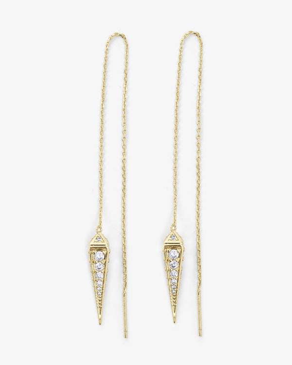 Gabriella Pavè Threader Earrings - Gold|White Diamondettes