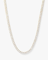 Not Your Basic Tennis Necklace 18" - Gold|White Diamondettes
