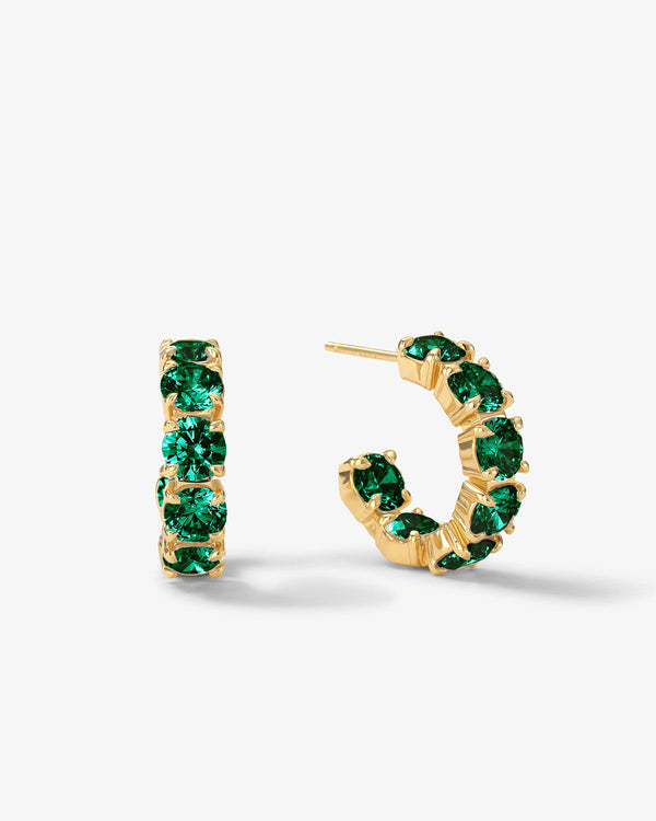 "Oh SHE Fancy" Hoops .75" - Gold|Emerald Diamondettes