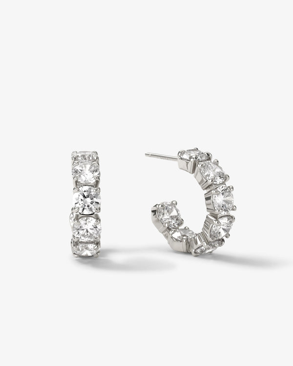 "Oh SHE Fancy" Hoops .75" - Silver|White Diamondettes