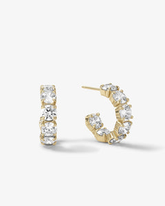 "Oh SHE Fancy" Hoops .75" - Gold|White Diamondettes
