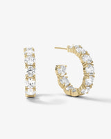 "Oh SHE Fancy" Hoops 1" - Gold|White Diamondettes