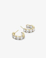 "Oh SHE Fancy" Hoops .75" - Gold|White Diamondettes