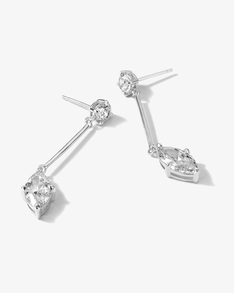 Marquise Diamond Drop Earrings - Silver|White Diamondettes