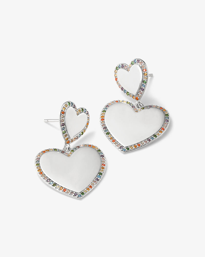 XL You Have My Heart Rainbow Pave Earrings