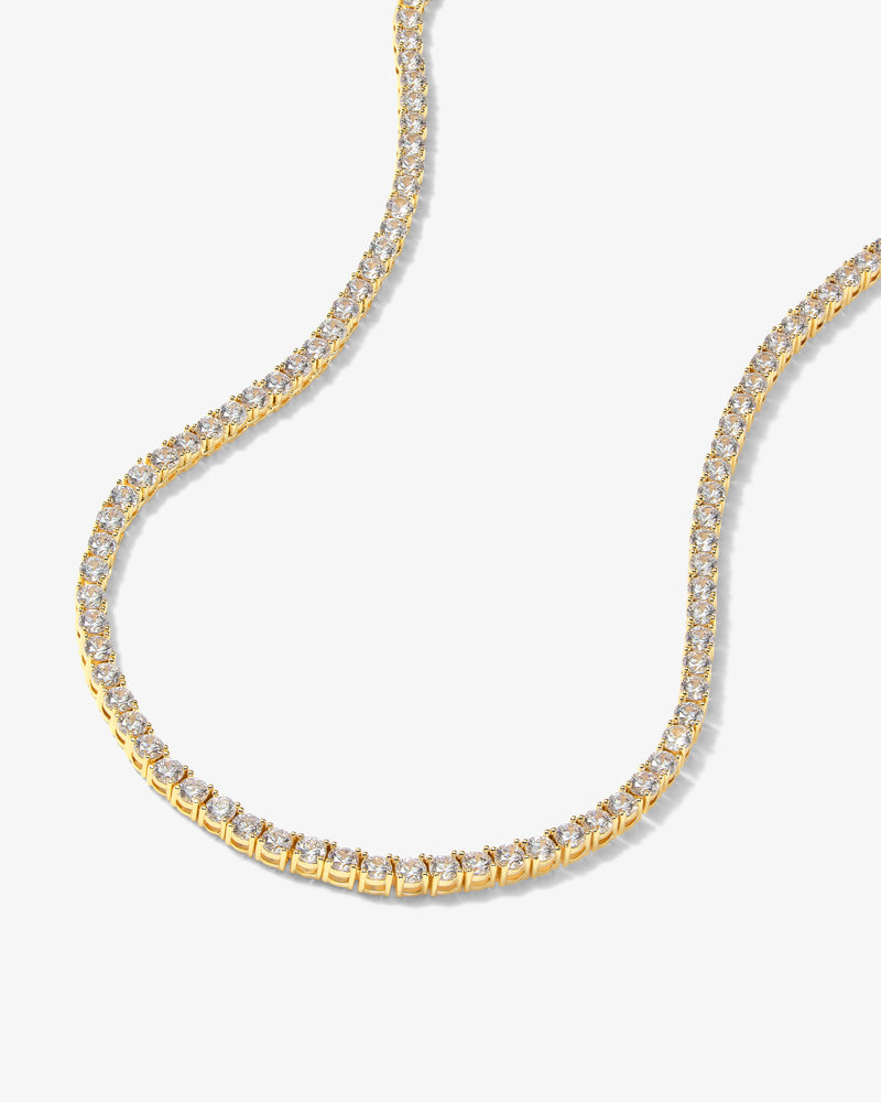 Grand Heiress Tennis Necklace 16" - Gold|White Diamondettes