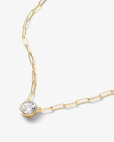 Baby Samantha Single Cushion Necklace - Gold|White Diamondettes