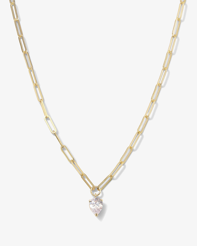 Baby Samantha Teardrop Necklace - Gold|White Diamondettes