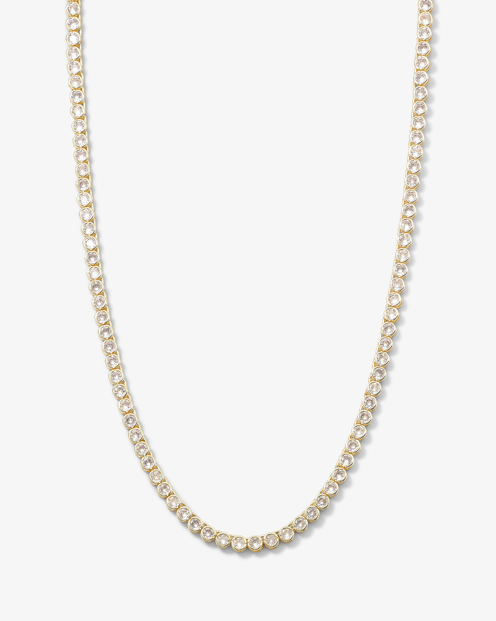 Baroness Tennis Necklace 3mm - Gold|White Diamondettes