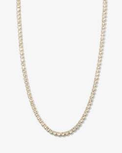 Baroness Tennis Necklace 3mm - Gold|White Diamondettes