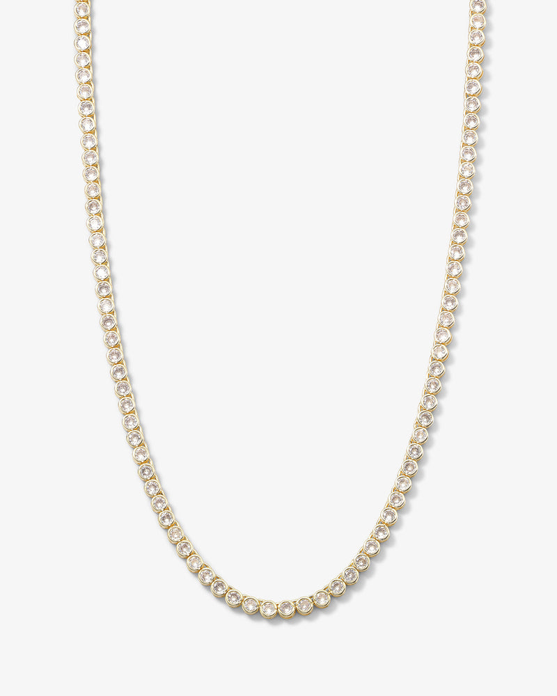 Baroness Tennis Necklace 15" - Gold|White Diamondettes