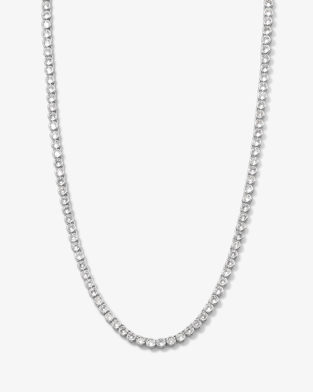 Baroness Tennis Necklace 3mm Silver White Diamondettes