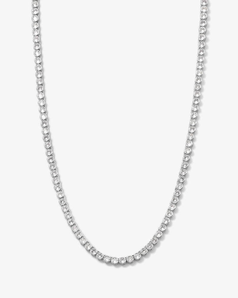 Baroness Tennis Necklace 15" - Silver|White Diamondettes