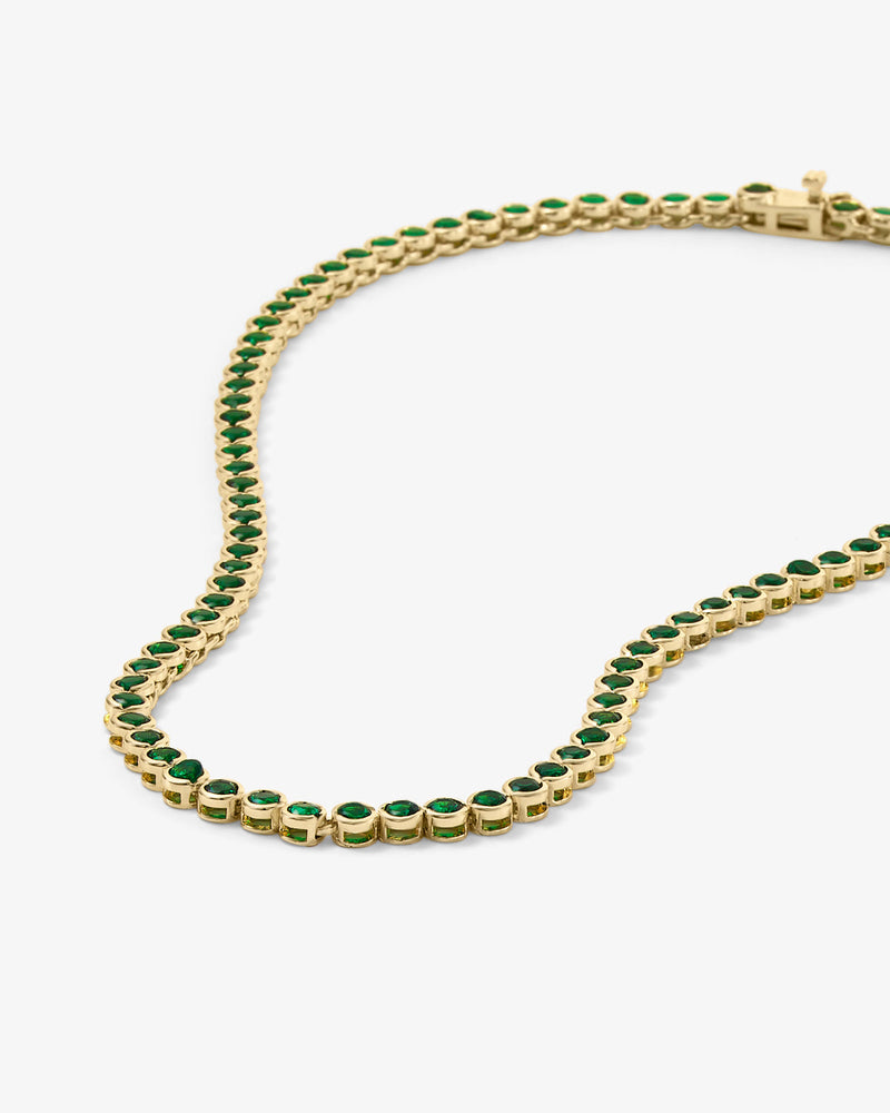 Baroness Tennis Necklace 15" - Gold|Emerald