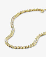 Baroness Tennis Necklace 15" - Gold|White Diamondettes