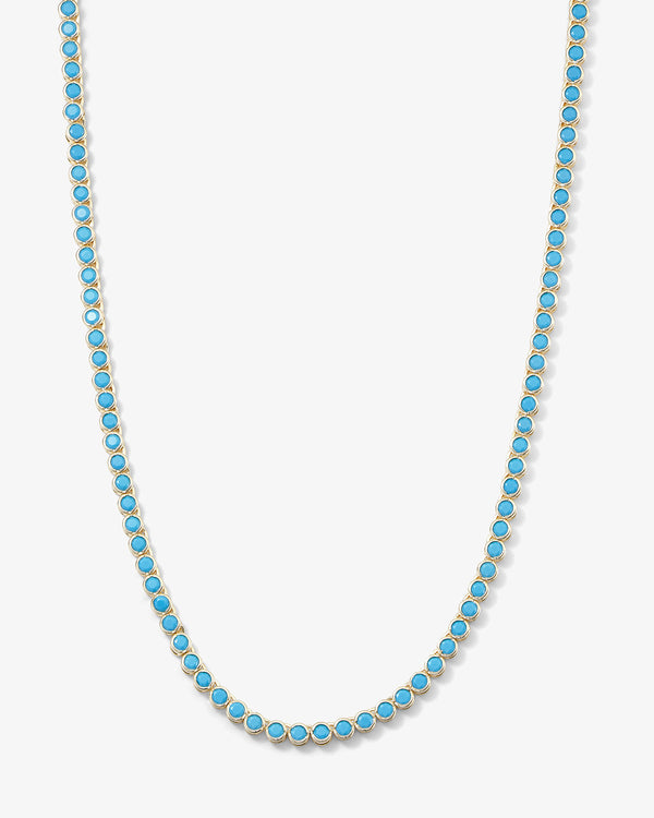 Baroness Tennis Necklace 15" - Gold|Turquoise Diamondettes