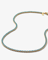 Baroness Tennis Necklace 21.5" - Gold|Turquoise Diamondettes
