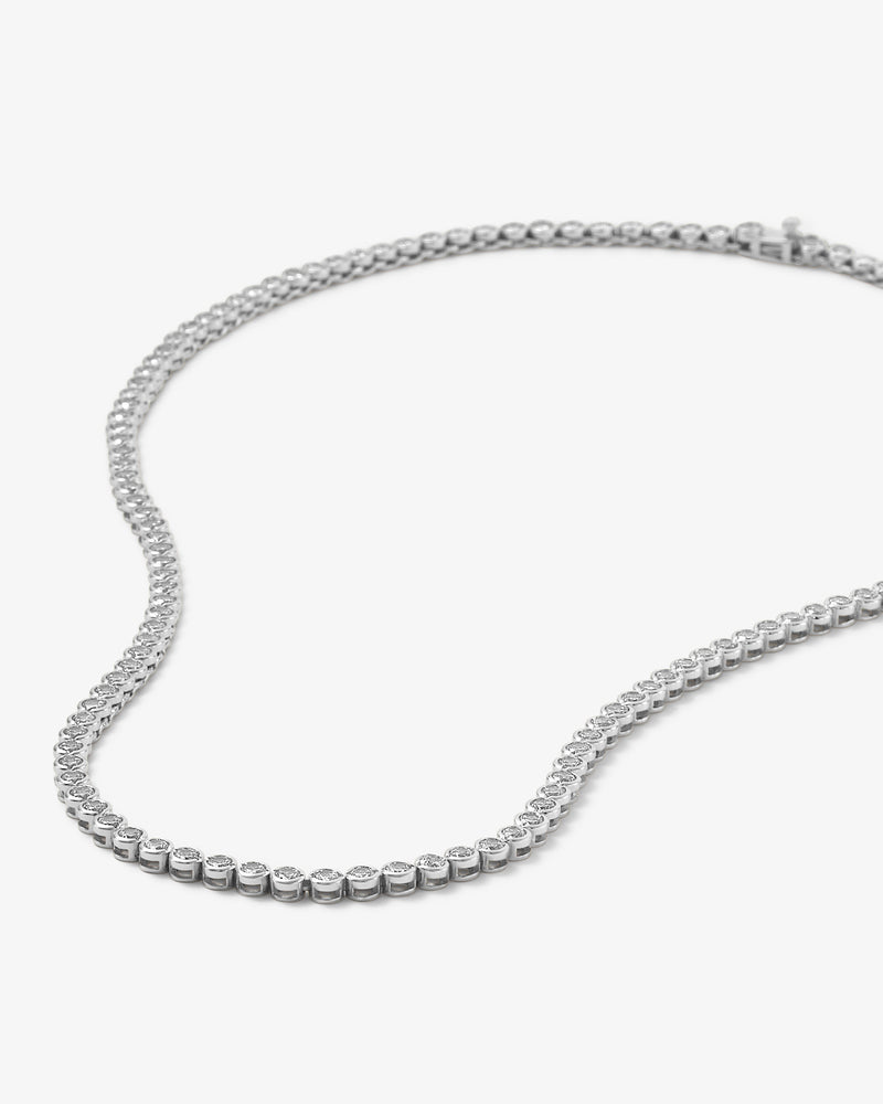 Baroness Tennis Necklace 21.5" - Silver|White Diamondettes