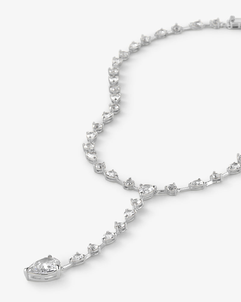 "F-ing Gorgeous" Lariat - Silver|White Diamondettes