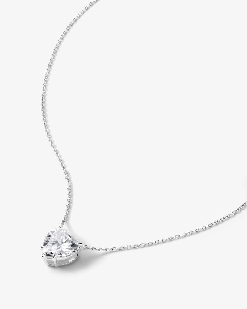 "I Love You More" Necklace - Silver|White Diamondettes