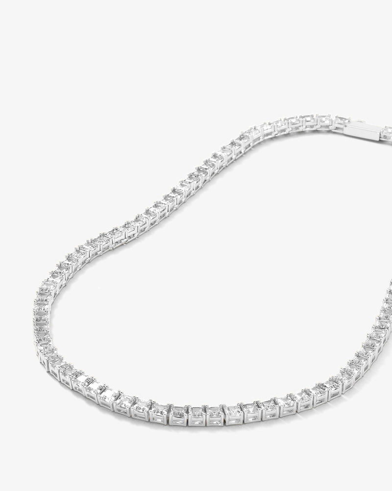 Lil Queen's Tennis Necklace 16" - Silver|White Diamondettes