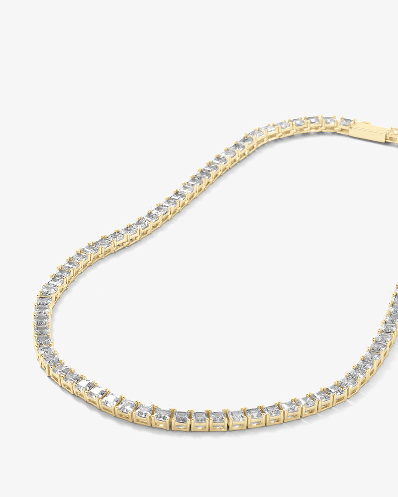 Lil Queen's Tennis Necklace 16" - Gold|White Diamondettes