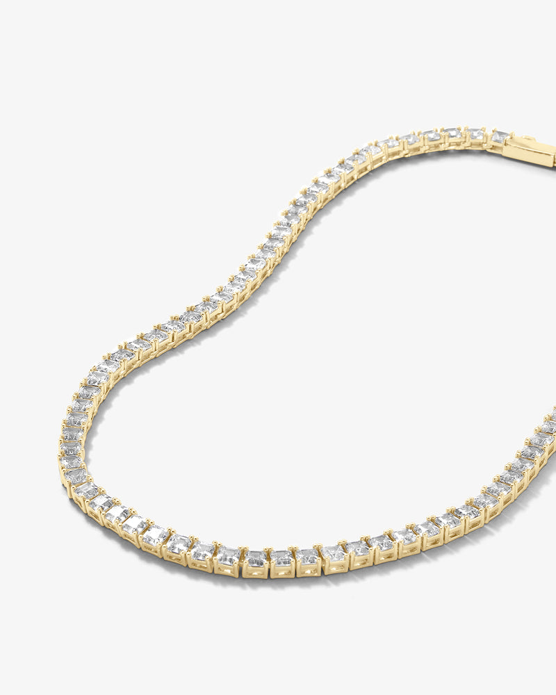 Lil Queen's Tennis Necklace 18" - Gold|White Diamondettes