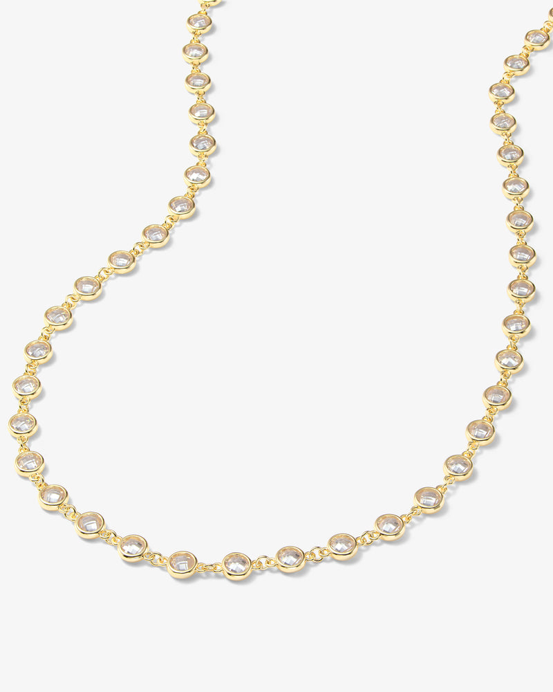 "She's So Fire" Necklace 16" - Gold|White Diamondettes