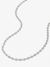 "She's So Fire" Necklace 36" - Silver|White Diamondettes
