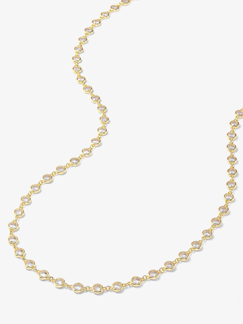 "She's So Fire" Necklace 36" - Gold|White Diamondettes