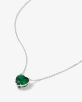 The Allison Emerald Heart Necklace - Silver|Emerald