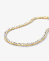 The Queen's Tennis Necklace 16" - Gold|White Diamondettes