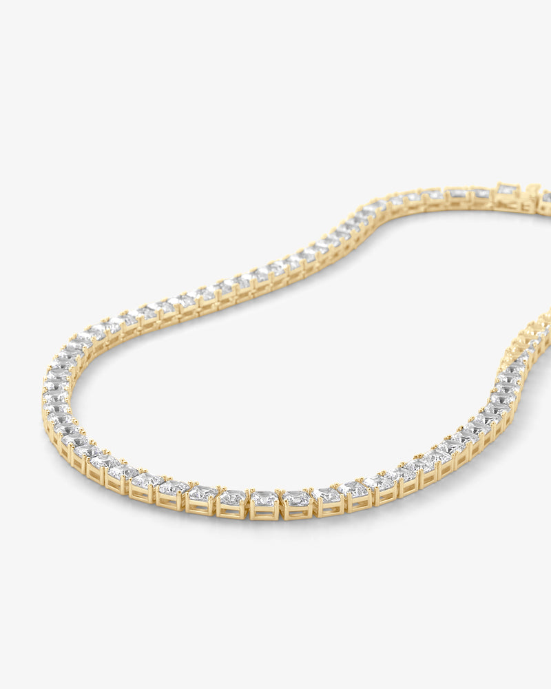 The Queen's Tennis Necklace 18" - Gold|White Diamondettes