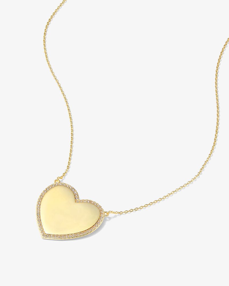 XL You Have My Heart Pave Necklace 15" - Gold|White Diamondettes