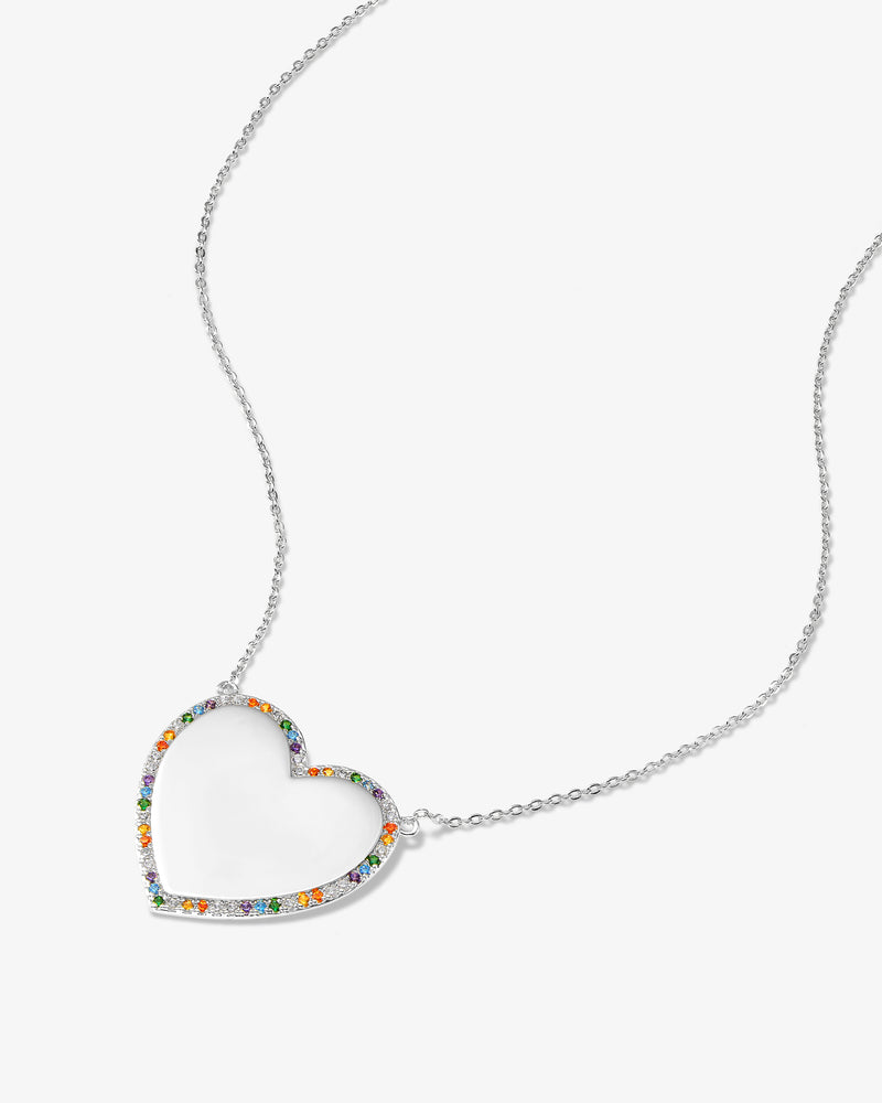 XL You Have My Heart Rainbow Pave Necklace 15"