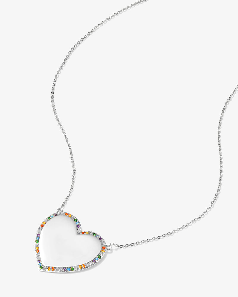 XL You Have My Heart Rainbow Pave Necklace 18"
