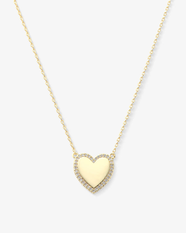 You Have My Heart Pave Necklace 15" - Gold|White Diamondettes
