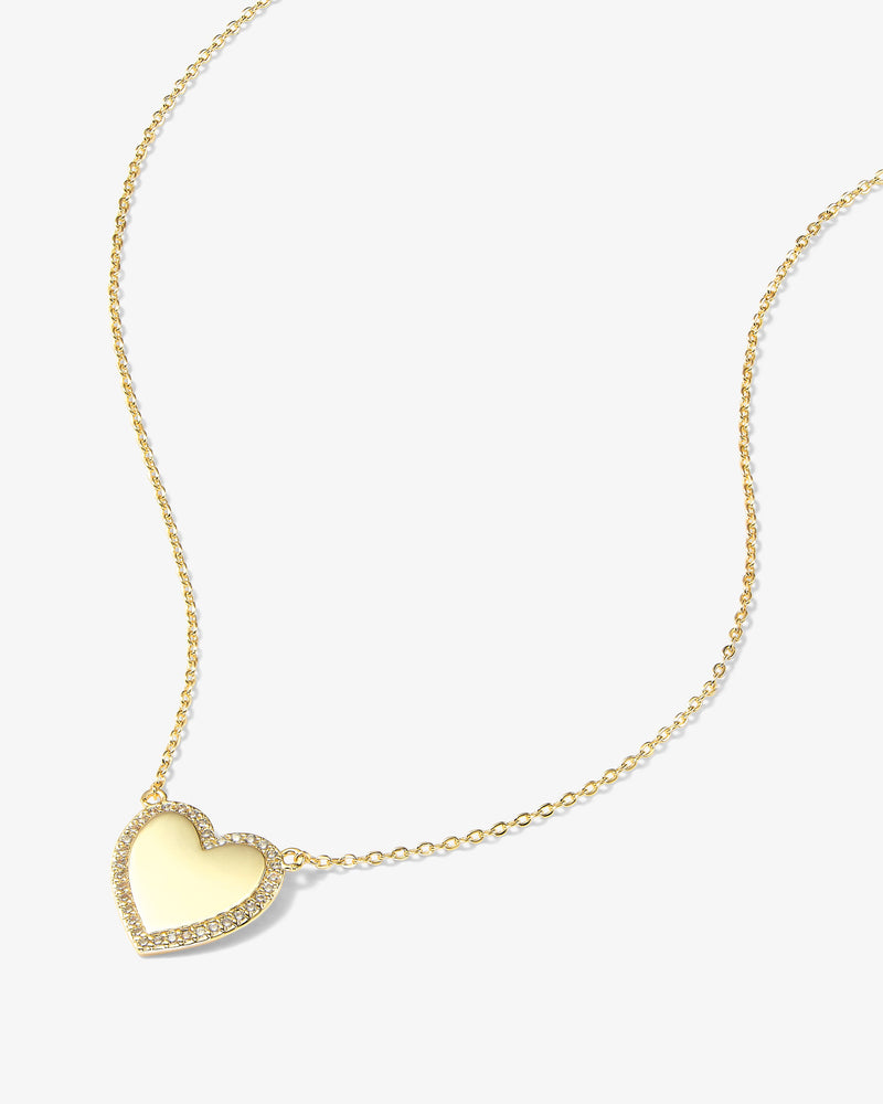 You Have My Heart Pave Necklace 15" - Gold|White Diamondettes