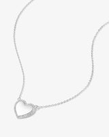 You Have My Heart Pave Necklace 15" - Silver|White Diamondettes