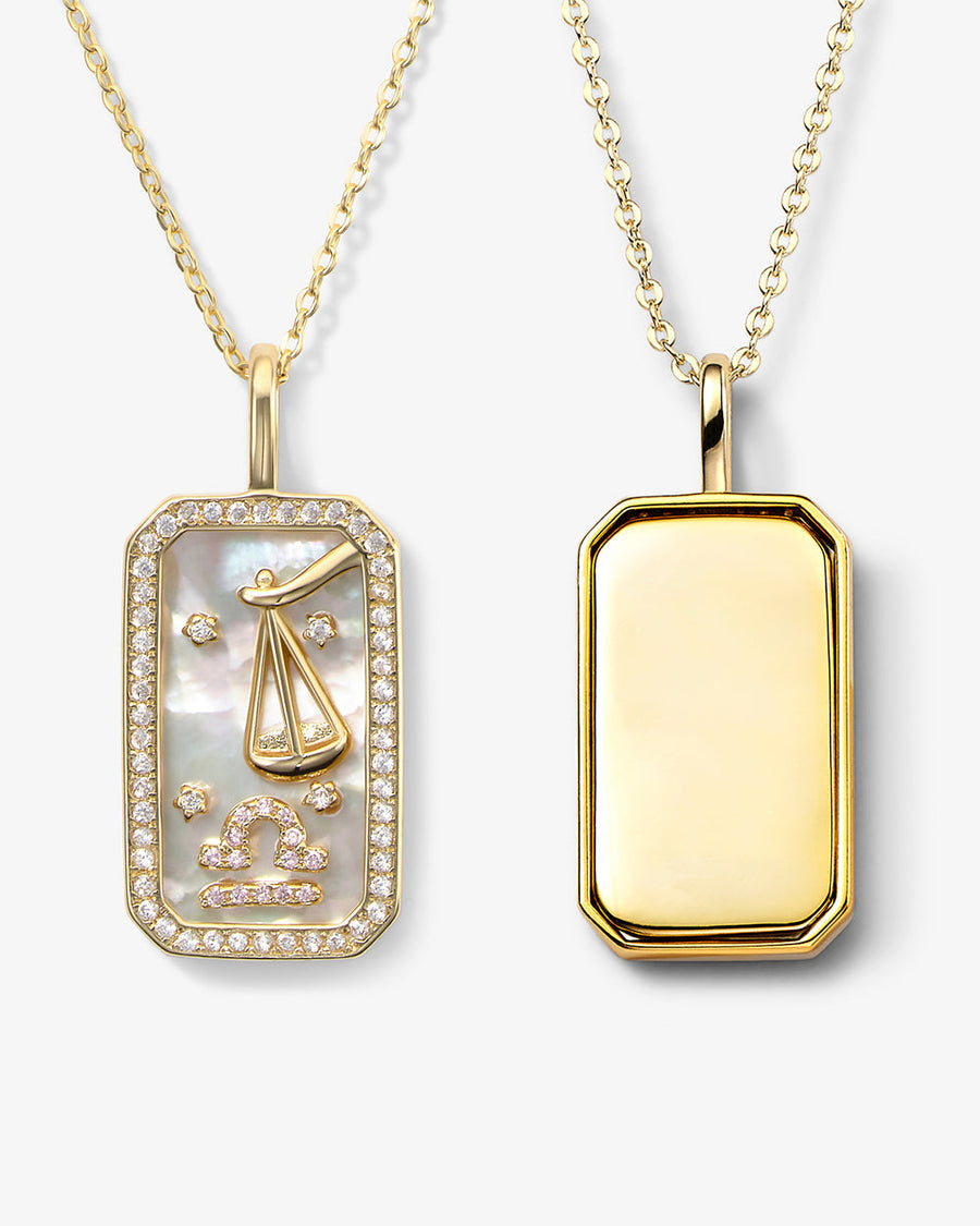 Zodiac Engravable Amulet Necklace - Gold